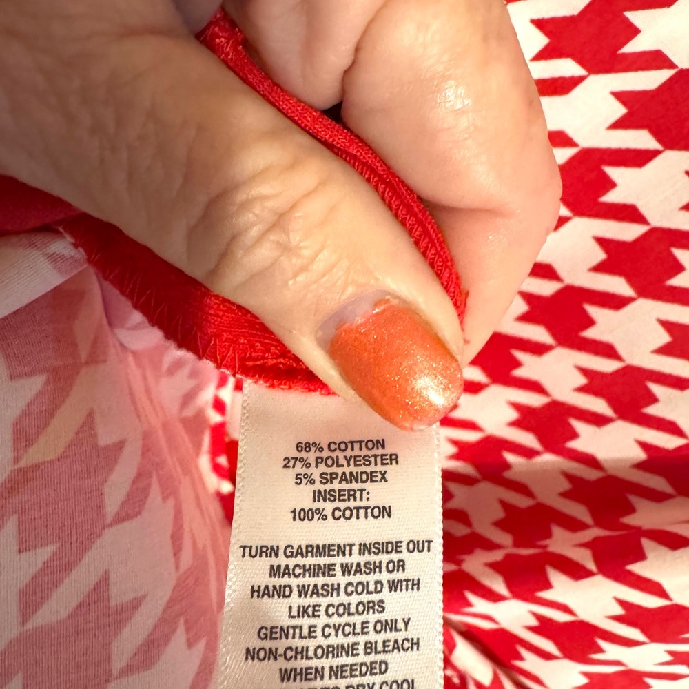 NWT RED/WHITE HOUNDSTOOTH BUTTON DOWN SHIRT LARGE #CL - Picture 6 of 8
